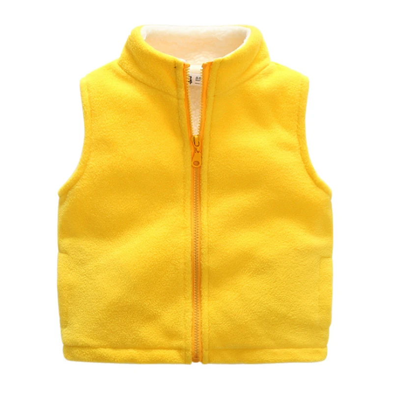 Детский жилет для мальчиков 2019 Зимние флисовые однотонные детские жилеты
