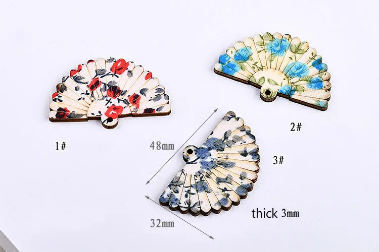 DIY японский веер с Сакурой серьги простые деревянные бусины материал