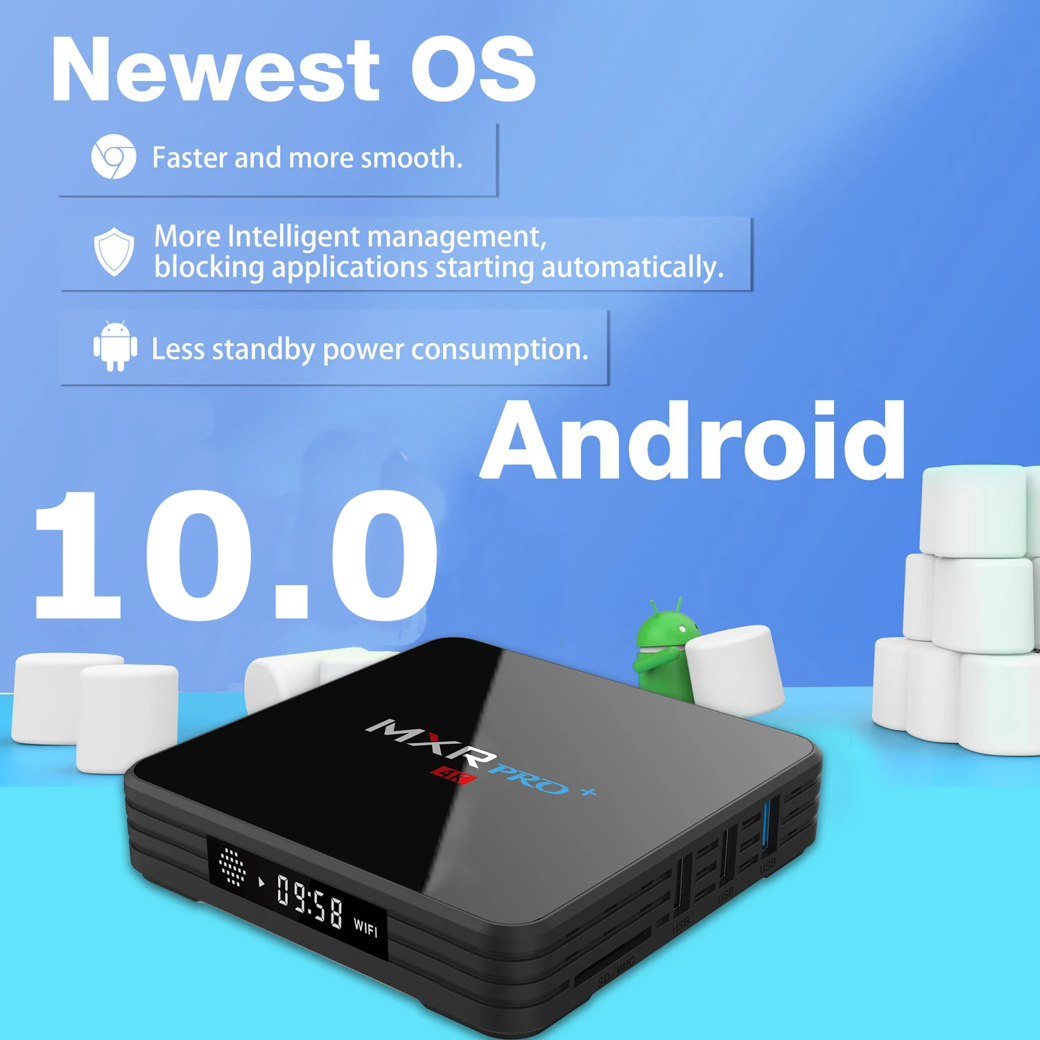 MXR PRO Plus Android 10 Смарт ТВ коробка 4G Ram 32G Rom RK3318 4 ядра LED Дисплей 4K H265 BT4.0 2 4G/5G двойной WI FI