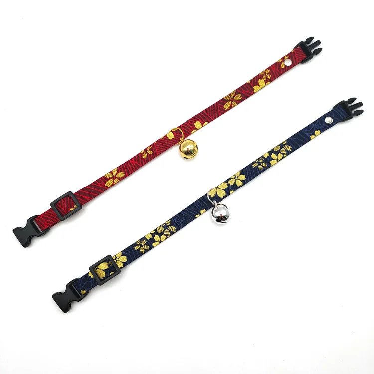 Ошейник для кошек и собак в японском стиле с колокольчиком регулируемое ожерелье