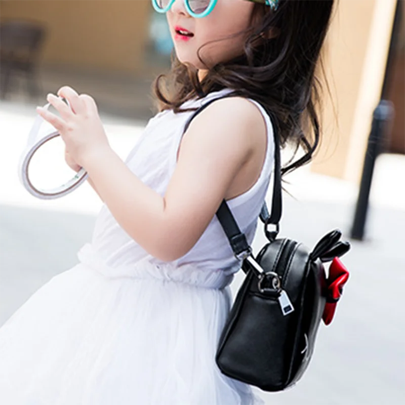Fashion PU Leather Cat Children's Backpack Grils Messenger Bag Kindergarten School Bag Cartoon Backpack For Kids