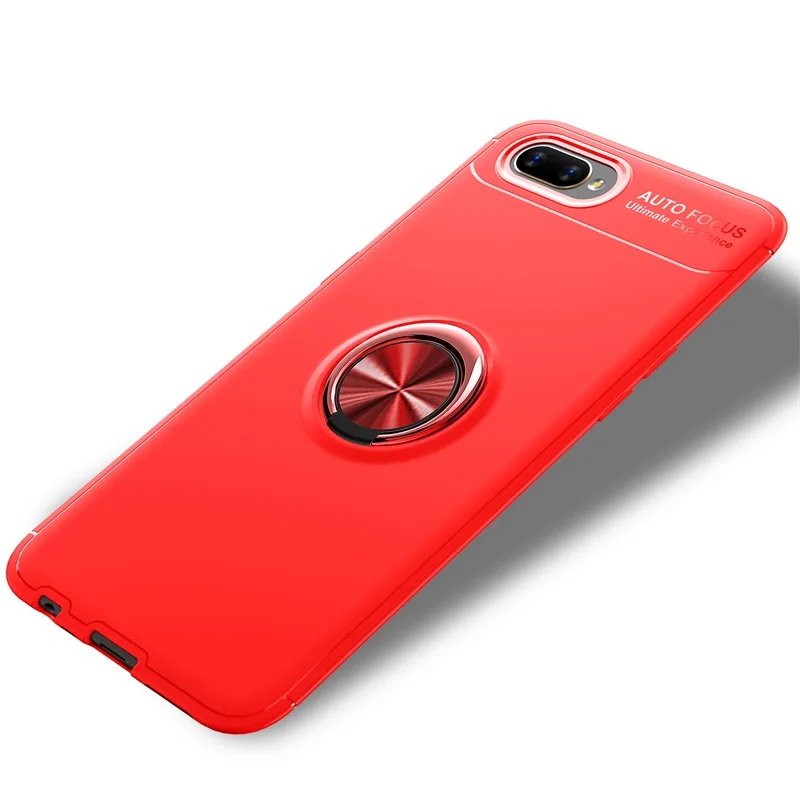red Роскошный чехол для телефона OPPO Realme C2, чехол, чехлы, держатель для пальцев, мягкое силиконовое покрытие, задняя оболочка для OPPO A1K, чехол, чехол - Цвет: red