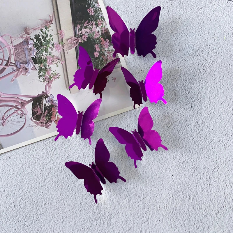 12 шт./компл. Новое поступление зеркальные серебряные 3D наклейки на стену в виде