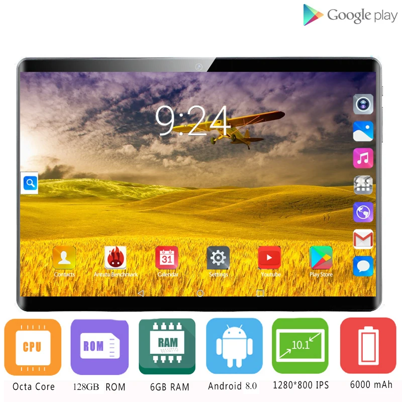 YAHU Быстрая доставка планшетный ПК 10 дюймов Octa Core 6 ГБ Оперативная память 128 Гб