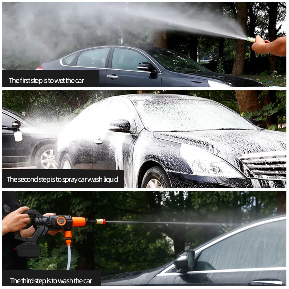 

ALLSOME 20V Cordless High Pressure Car Washer Rechargeable 2-Speed Cleaning Gun Cleaner Foam Generator Car Washer Clean Tools