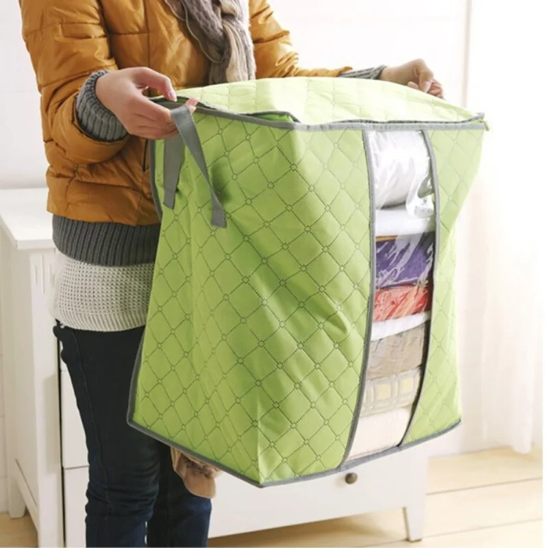 

s Bag Organiser Quilt Blanket Organizer Non-woven Moisture-proof Mildew Visual Window Design Storage Bags