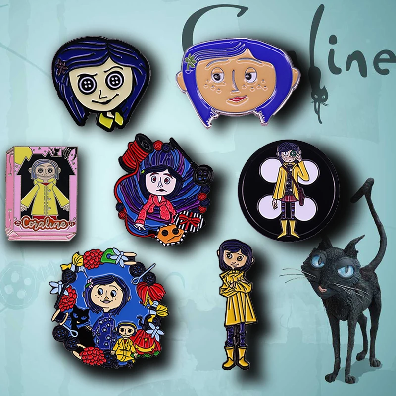 Эмалированная булавка Coraline с черной кошкой и другой M другая швейная коробка