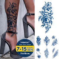 juice ink tattoos body art lasting waterproof temporary tattoo sticker mehndi peony flowers tatoo arm fake henna rose tatto