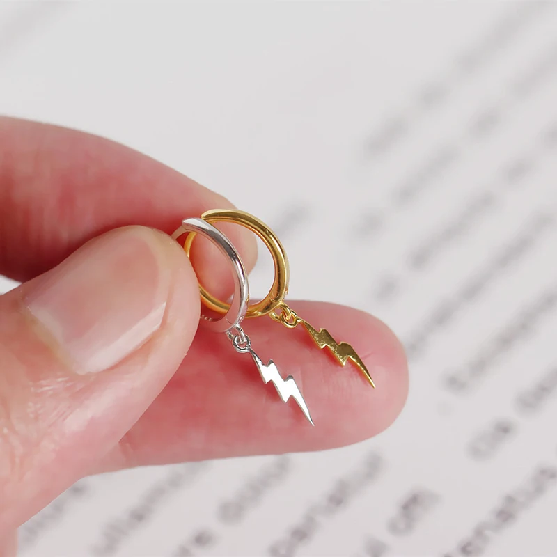 

INS Stylish Drop Small Lightning Hoop Earrings for Women 925 Sterling Sliver Tiny Huggies Earrings Fashion Ear Helix Cartilage