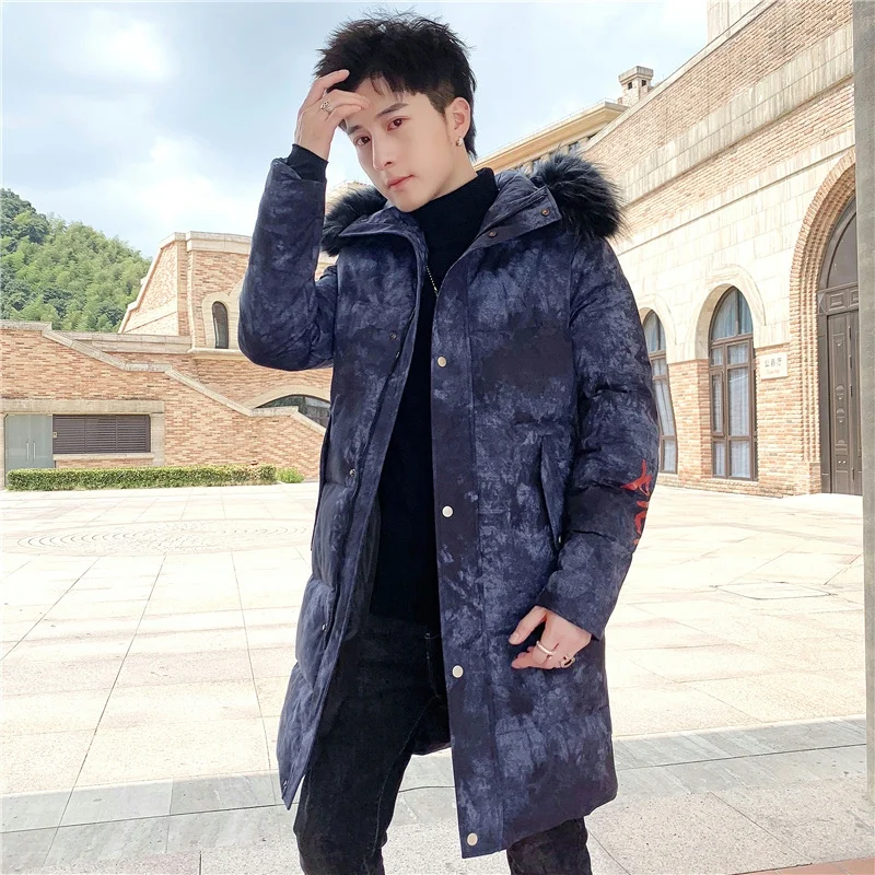 Зимние длинные мужские парки с буквенным принтом модные тренды теплые