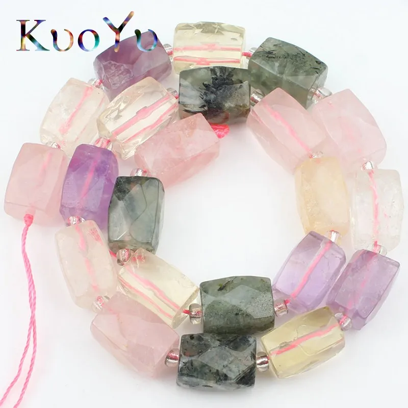 Натуральный граненый смешанный Кварцевый Камень Бисер высокое качество колонны