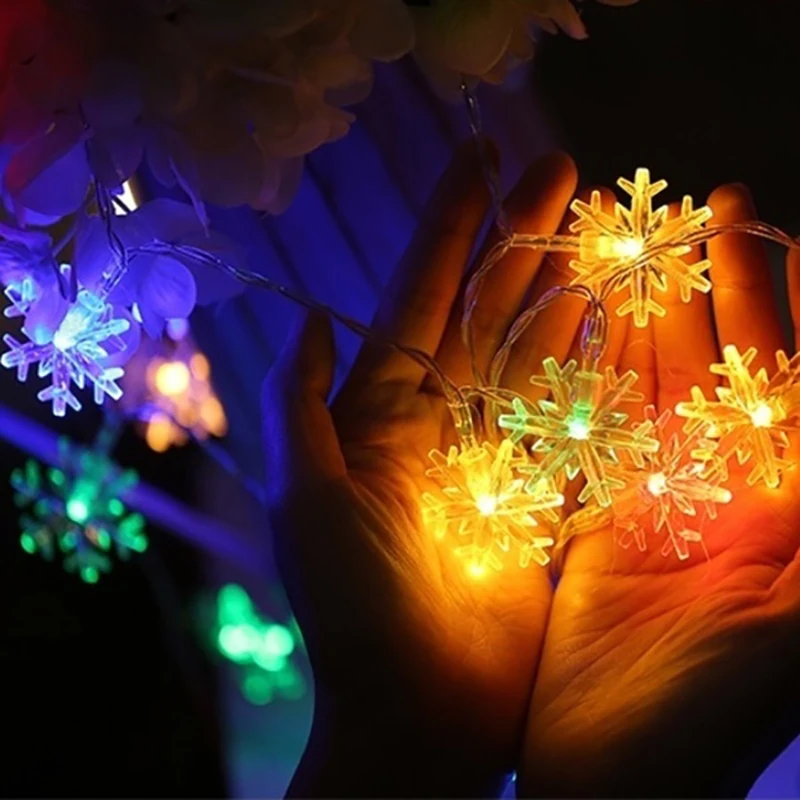 Рождественская светодиодная гирлянда снежинки подвесные сказочные огни для