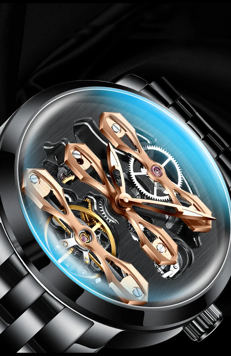 AILANG Tourbillon часы мужские часы Топ бренд класса люкс из нержавеющей стали спортивные часы водонепроницаемые автоматические механические часы для мужчин