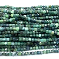 veemake blue green tourmaline natural gemstones diy necklace bracelets earrings edge cube faceted beads for jewelry making 07214