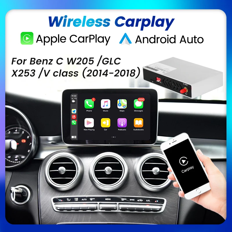 Беспроводной CarPlay для Mercedes Benz C Class W205 GLC V класс 2014 2018 с Android Авто Mirror Link AirPlay функции