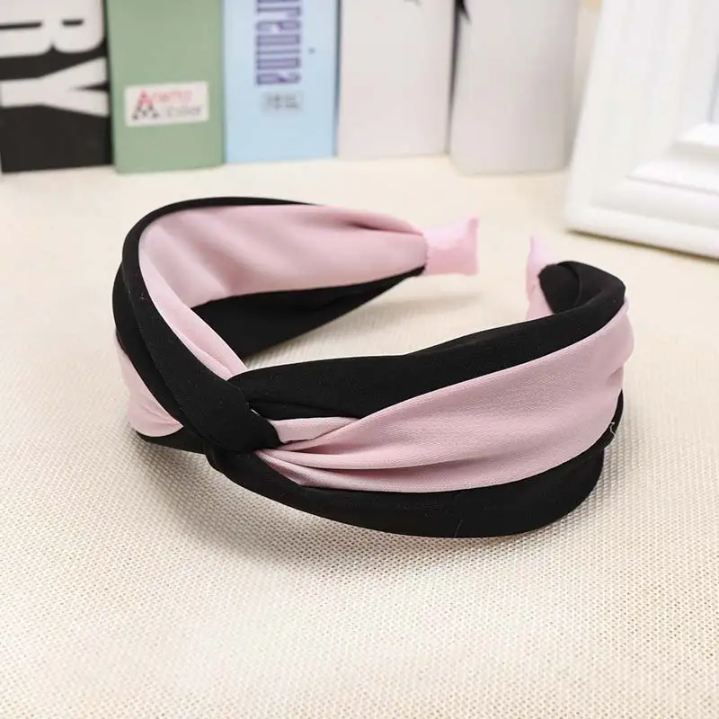 Pink A Модная мягкая замшевая завязанная повязка на волосы, одноцветная повязка на голову для женщин, женская повязка ручной работы с бантом, аксессуары для волос - Цвет: Pink A