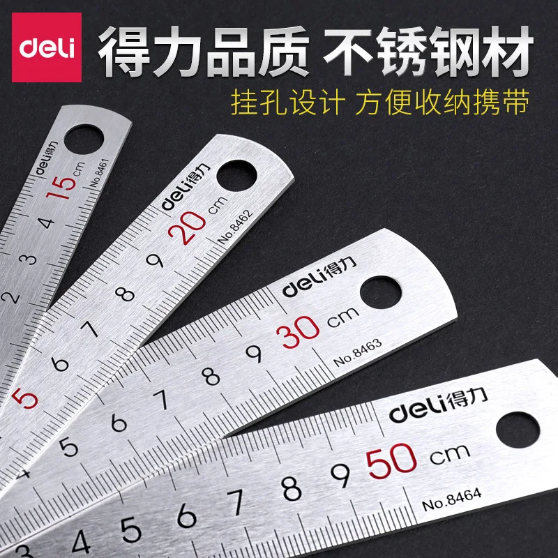 

1pc Single Sided Stainless Steel Straight Ruler Metal Scale Precision Measuring Hand Tool Office Stationery Drafting Accessory