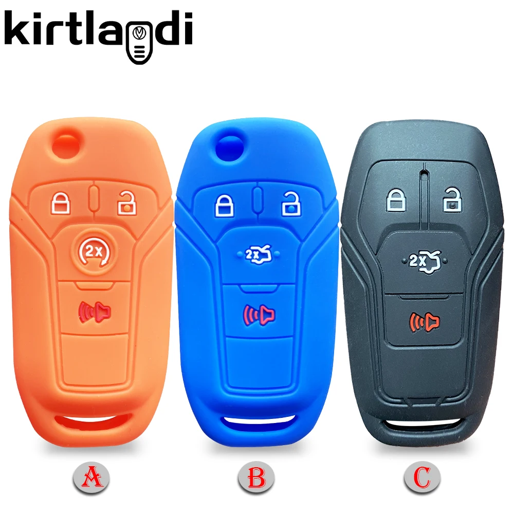 

Силиконовый чехол-книжка для автомобильных ключей, 4 кнопки, для Ford Fusion Ka Edge Explorer 2013-2017