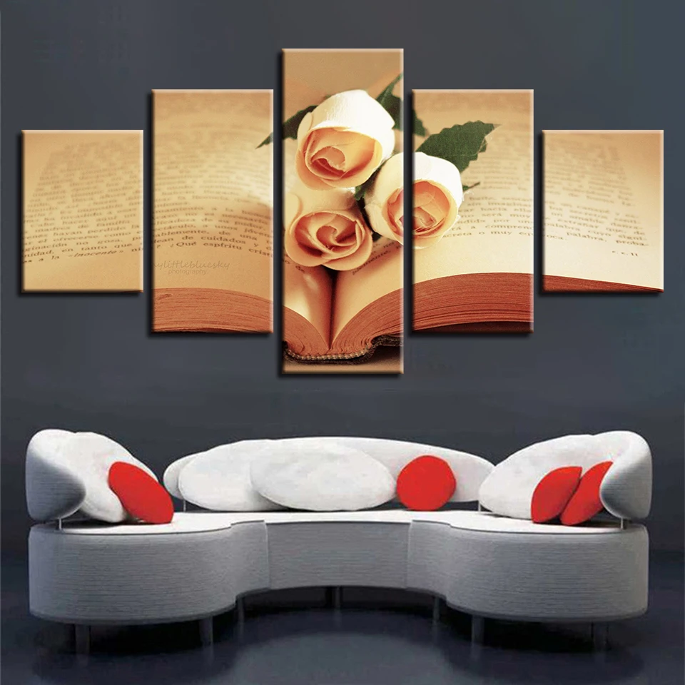 

Painting HD Prints Home Decor 5 Pieces Canvas Rose Flower Wall Art For Living Room Modular Pictures Minimalism Artwork Poster