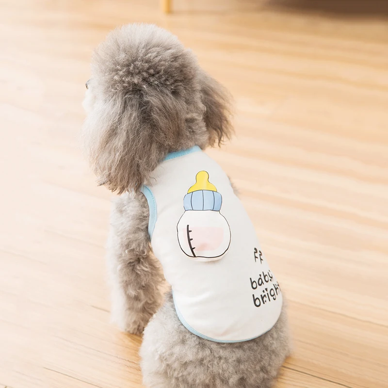 

New Summer Dog Vest Spring And Summer Thin Breathable T-Shirt Cute Cartoon Small Dog Kitten Pet Clothes