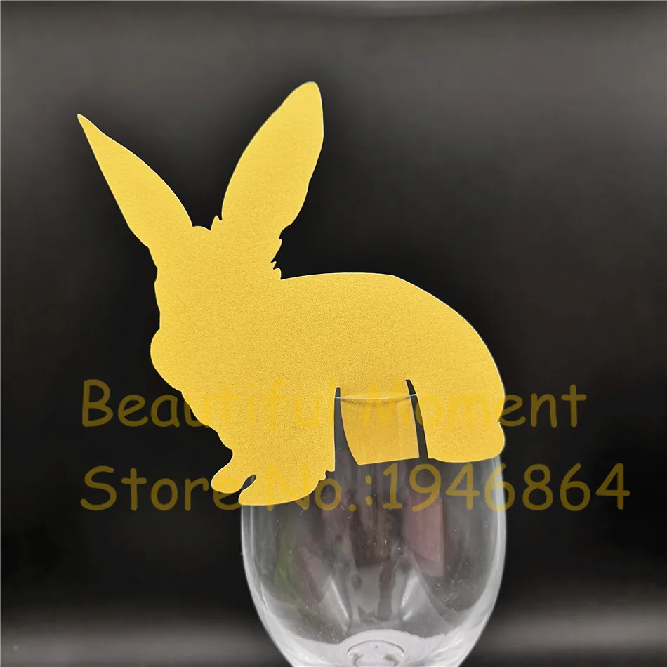 60 шт. золотой милый кролик лазерная резка настольный Марка винный бокал именные