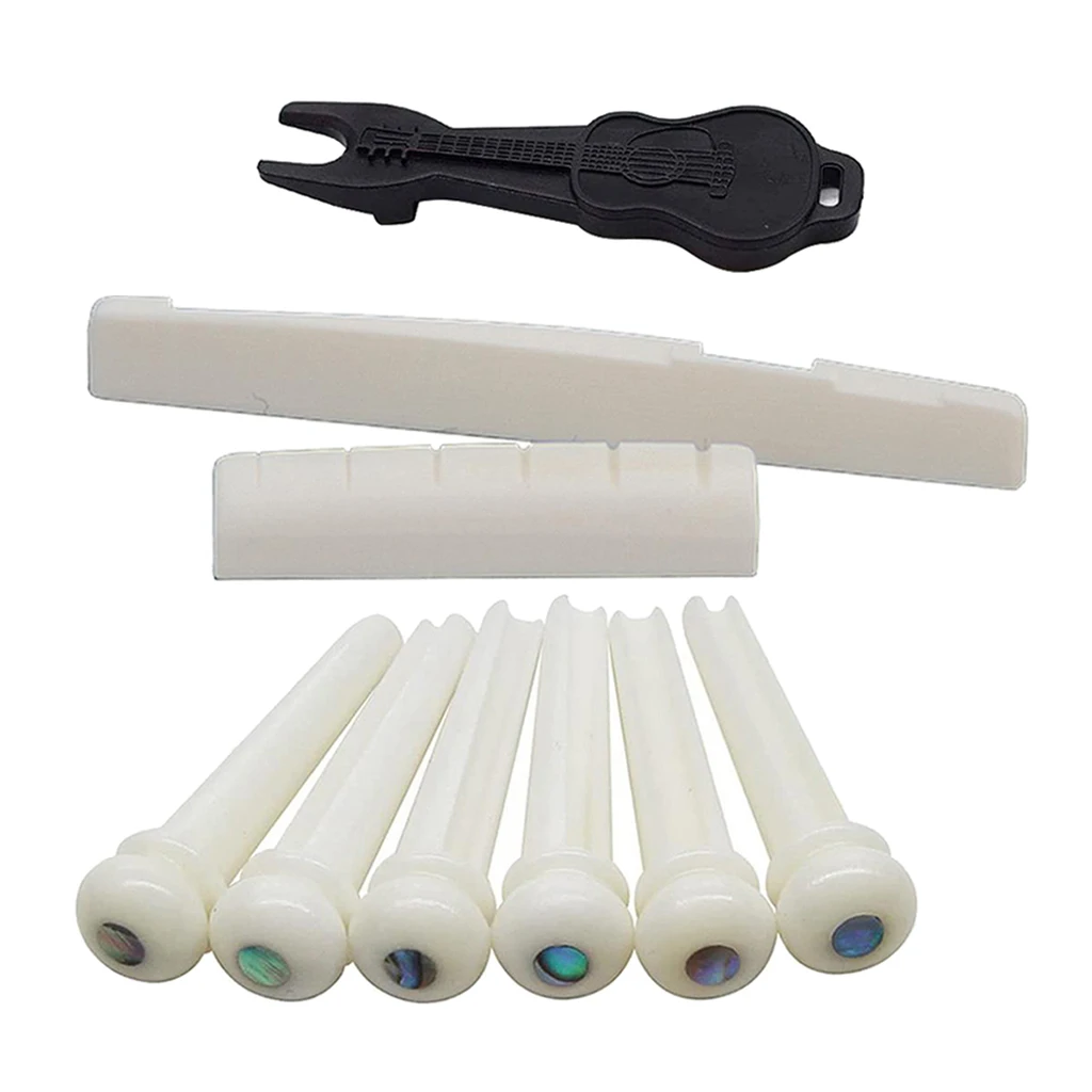 

6-String Guitar Bridge Pins Saddle Nut Acoustic Cattle Tailpiece Plastic Guitar Accessories for Acoustic Guitar Quality