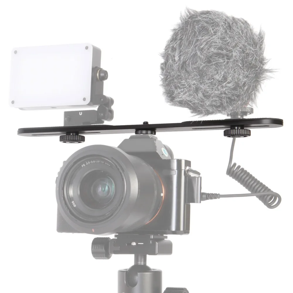 

Universal Dual Flash Bracket Mount Holder Flash Bracket Hot Shoe Bracket Mount with 1/4 Screw for Tripod DSLR Camera Accessories