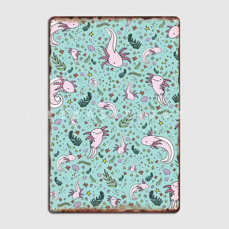 

Металлический Ретро-знак Axolotl, Настенный декор для гостиной, настенная пещера, жестяной плакат