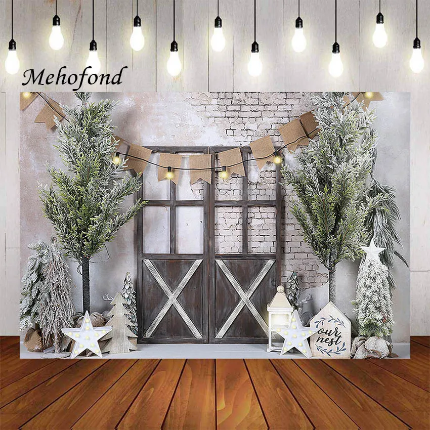 

Mehofond Photography Background Winter Snow Christmas Retro Brick Wall Lights Newborn Family Kids Portrait Backdrop Photo Studio