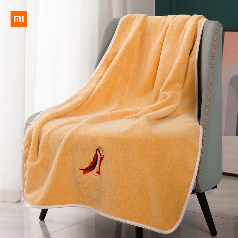 

Xiaomi Youpin Coral fleece thickened national tide embroidered bath towel absorbent and quick-drying large towel