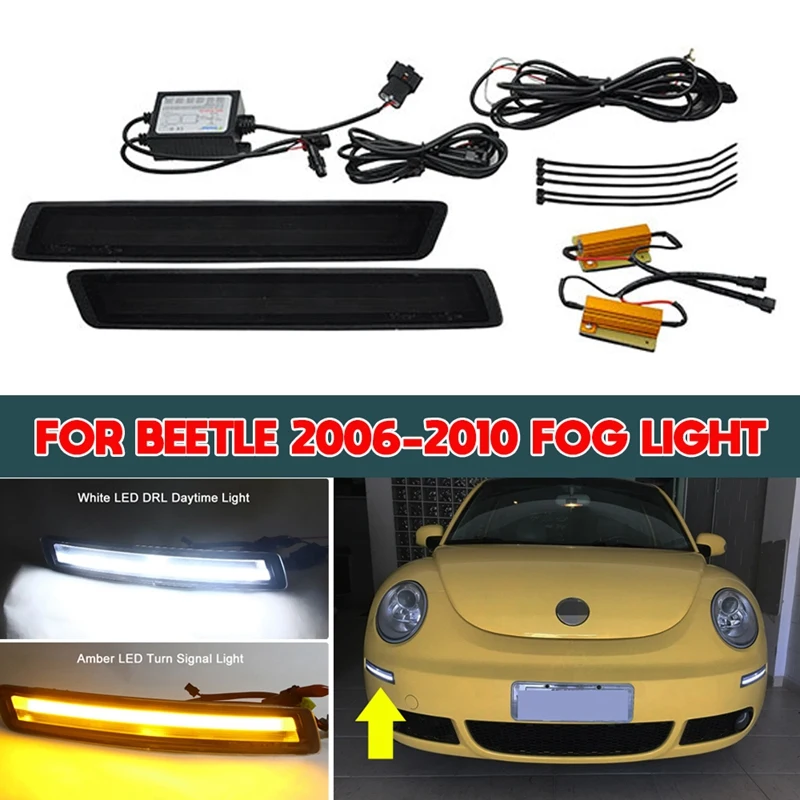 

Дневные ходовые огни на передний бампер со светодиодный ным поворотным сигналом для Beetle 2006 2007 2008 2009 2010