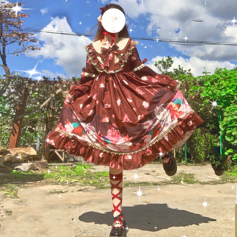

Kawaii girl gothic Lolita Japanese retro sweet girl Lolita bowknot vintage victorian palace dress lolita op cos