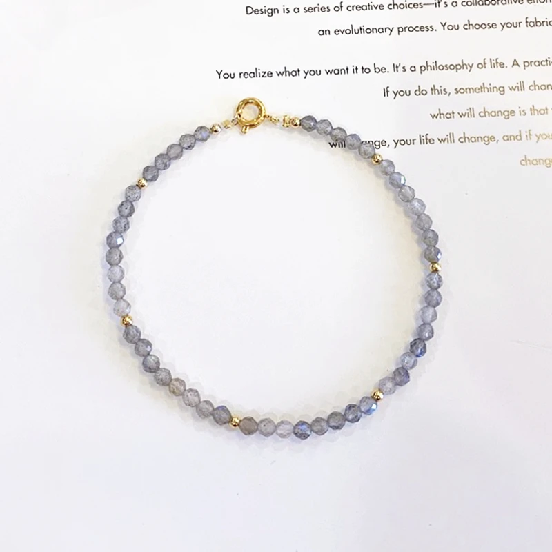Lily Jewelry нежный браслет Лабрадорит из стерлингового серебра 925 пробы золотой цвет 7