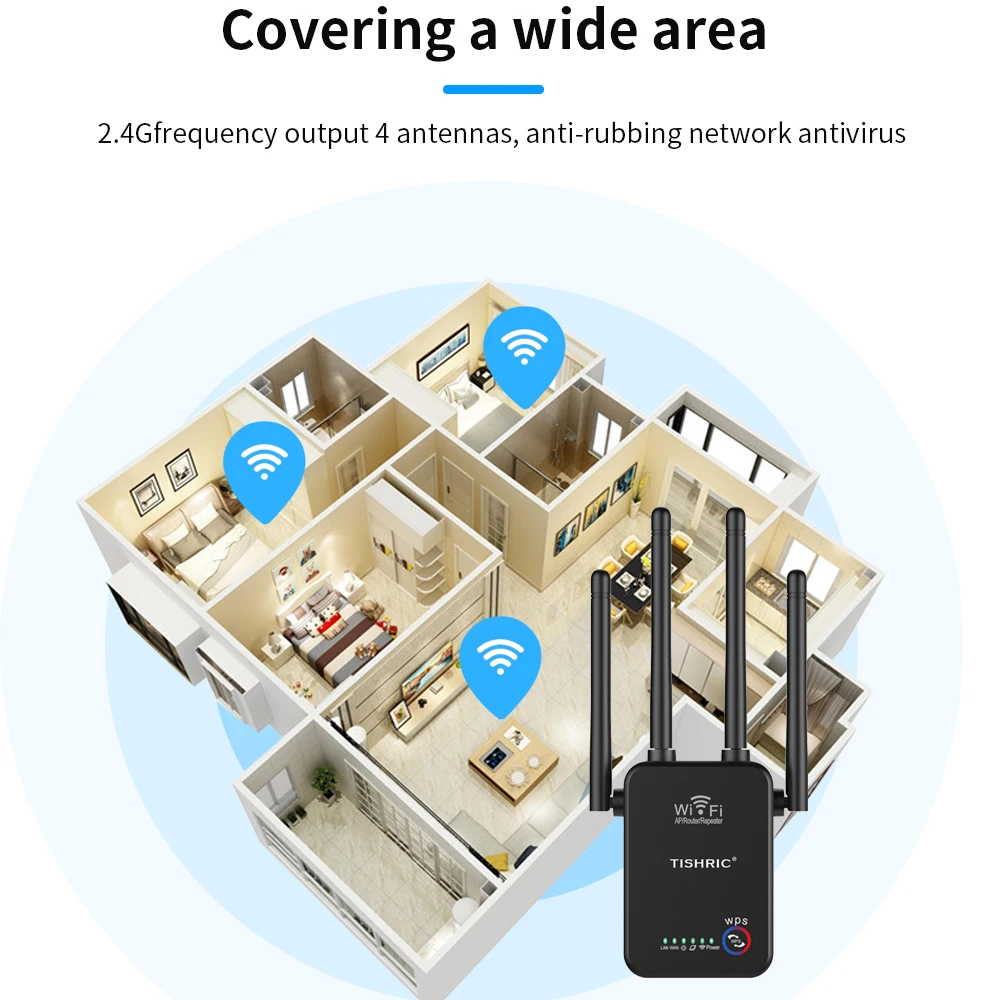 TISHRIC 3 IN 1 300M Long Range Wifi Repeater Booster Wireless Router 2.4G Signal Amplifier Wi-fi Extender | Компьютеры и офис