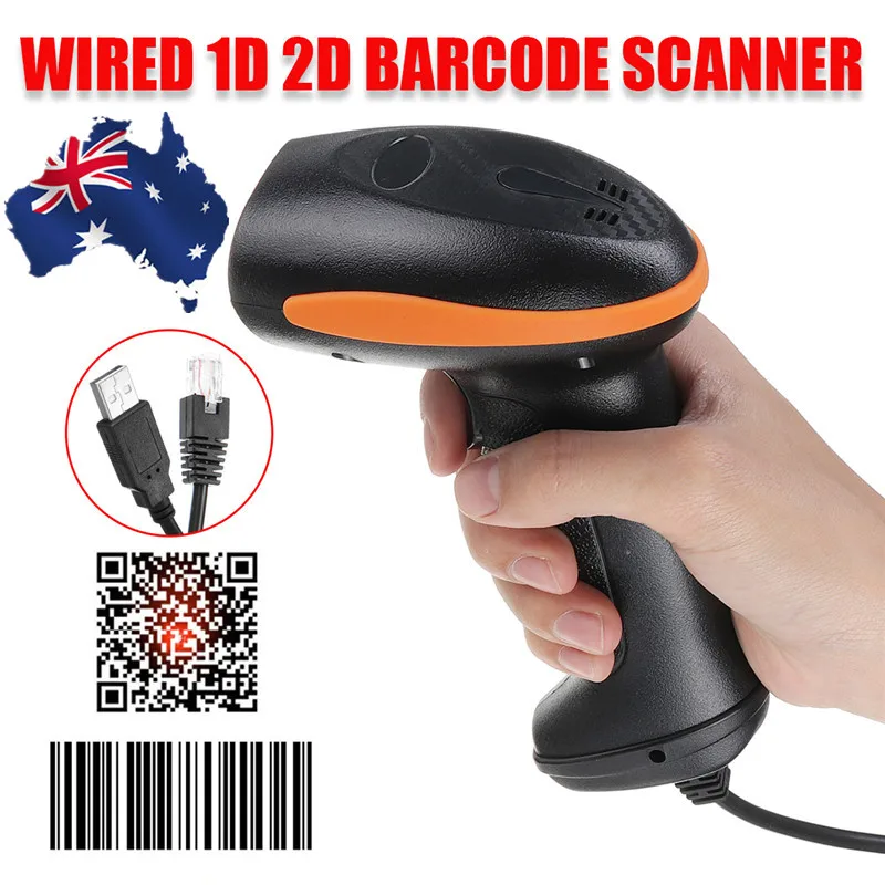 USB ручной сканер штрих кода 2D/1D QR код проводной лазерный пистолета считыватель