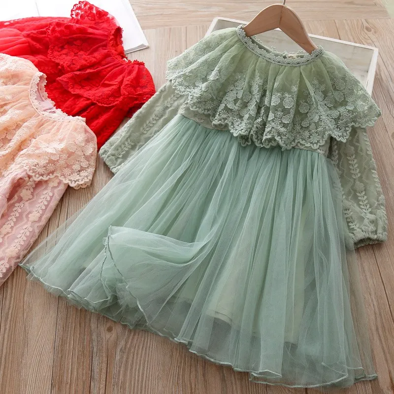 2020 милое весеннее платье принцессы для девочек детские кружевные сетчатые