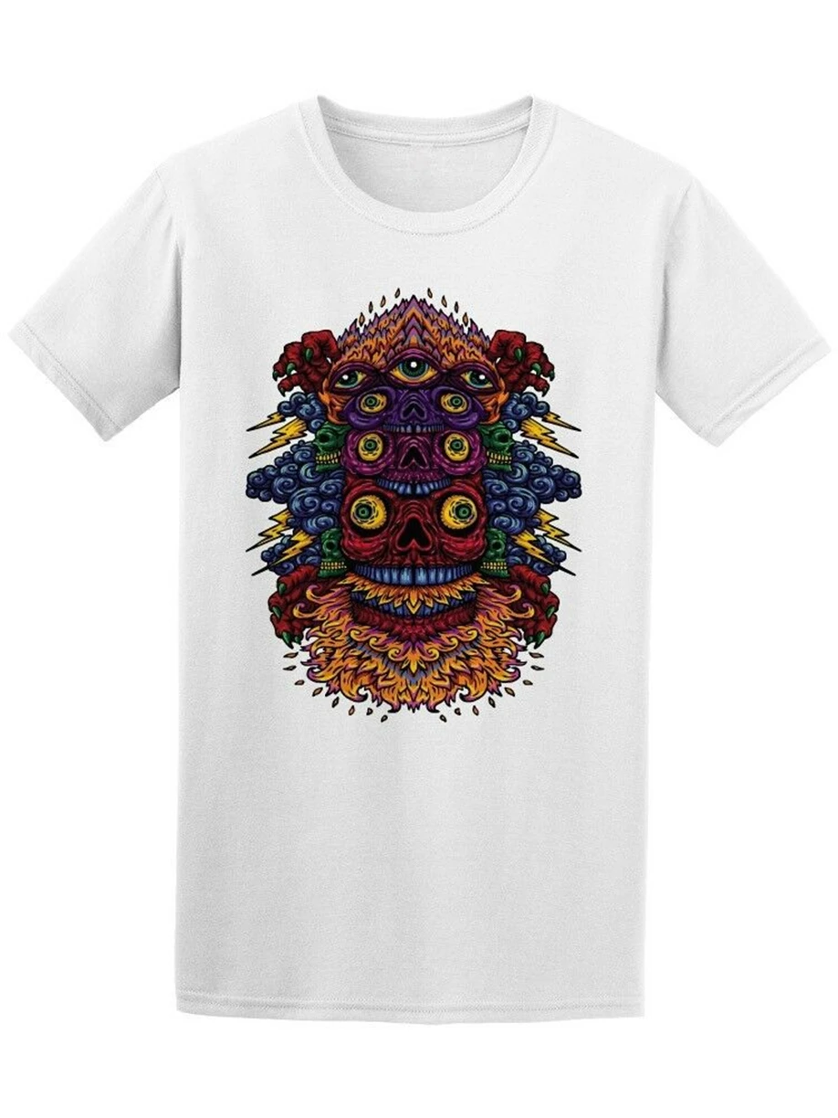 Психоделический череп с Third Eye Мужская футболка изображение летом О образным