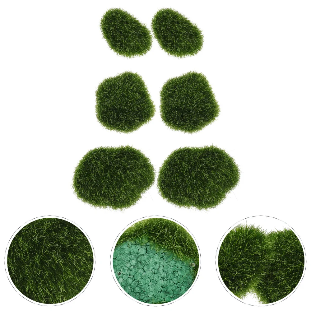 

6Pcs Artificial Moss Stones Imitation Moss Stones Fake Moss Stone Props (Green)