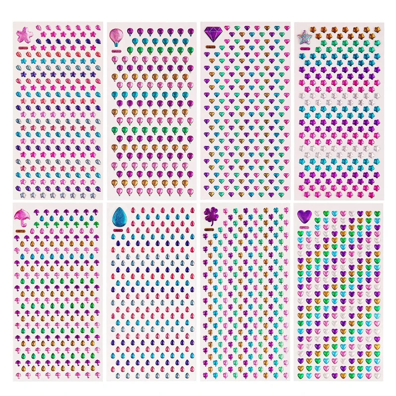 3D наклейки с драгоценными камнями блестящие Кристальные на лицо для девочек