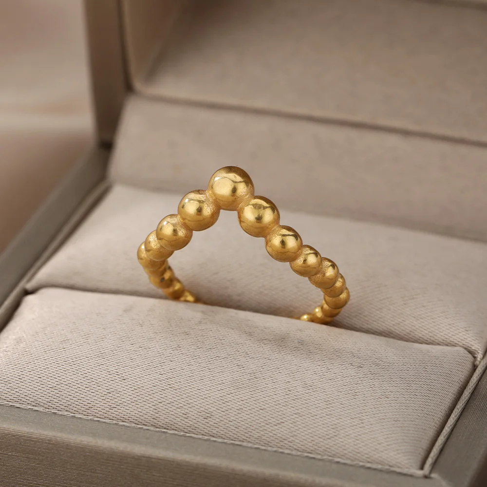 

ICFTZWE 2021 Korea New Exquisite Irregular Round Bead Opening Rings For Women Girls Geometry Temperament Simple Jewelry Gift