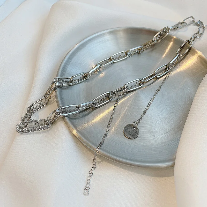 

European And American Personality Fashion Ins Cool Hip Hop Titanium Steel Necklace Men And Women Double Winding