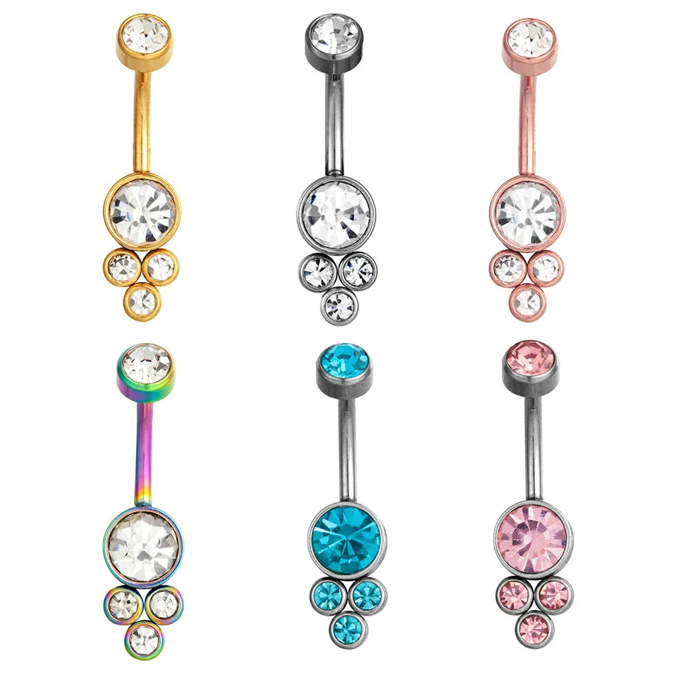 

Simple 14G 316L Surgical Steel Dangly Belly Button Ring for Women Beach Jewelry Navel Piercing Bar CZ Inlaid Barbell Body Juwels