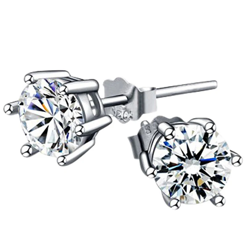 Женские простые классические серьги гвоздики MeiBaPJ маленький настоящий муасанит