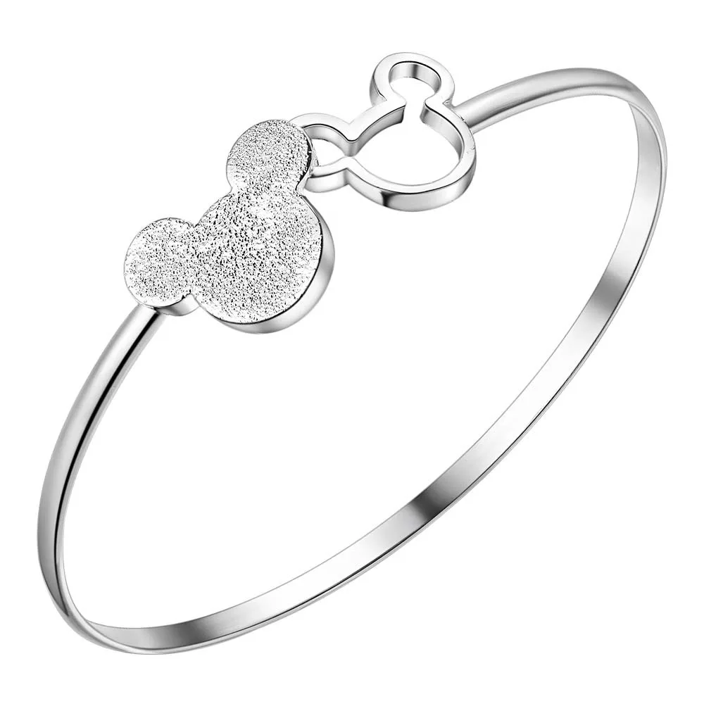 

2020 Hot Sales Silver Color Mickey Shape Charm Bangles & Bracelet Women Fashion Jewelry Christmas Gifts Good Quality pulseira