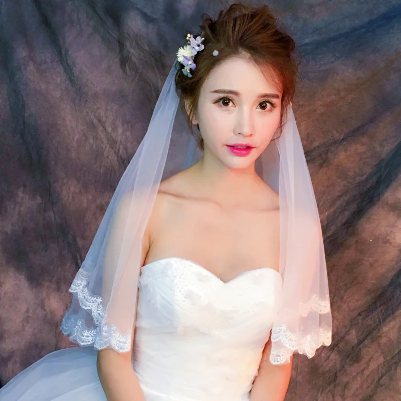 2020 простая Фата для невесты Вуаль де Mariage 2 слоя Для женщин короткий свадебная