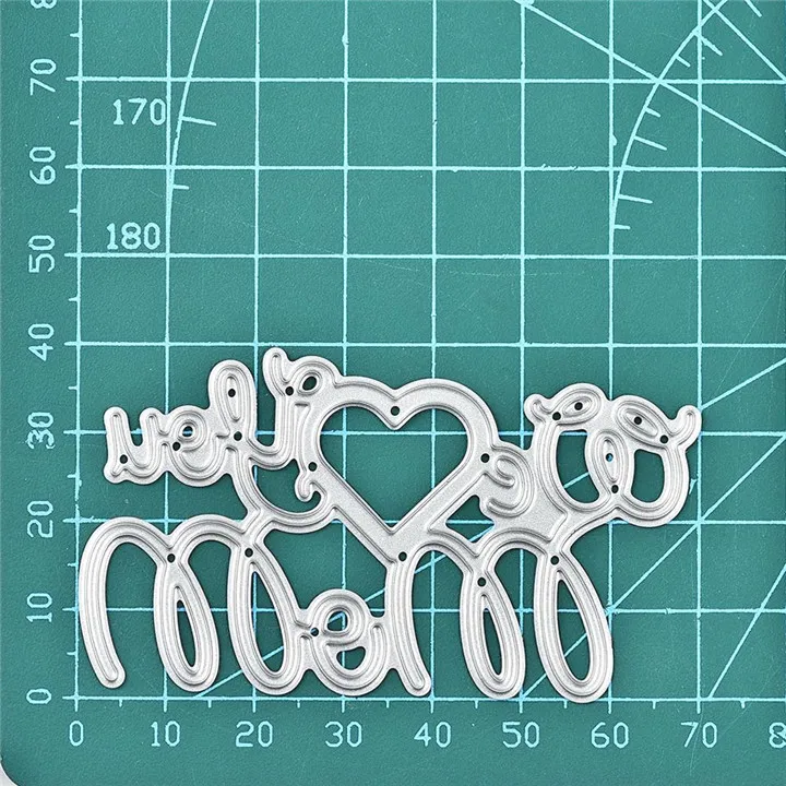 Naifumodo We love You Mom Letter Metal Cutting Dies Heart Scrapbooking For Making Cards Decorative Embossing DIY Crafts Stencils | Дом и сад