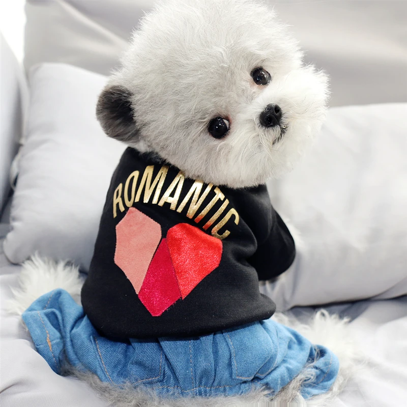 Джинсовые брюки одежда для щенков домашних животных зимняя куртка с французским