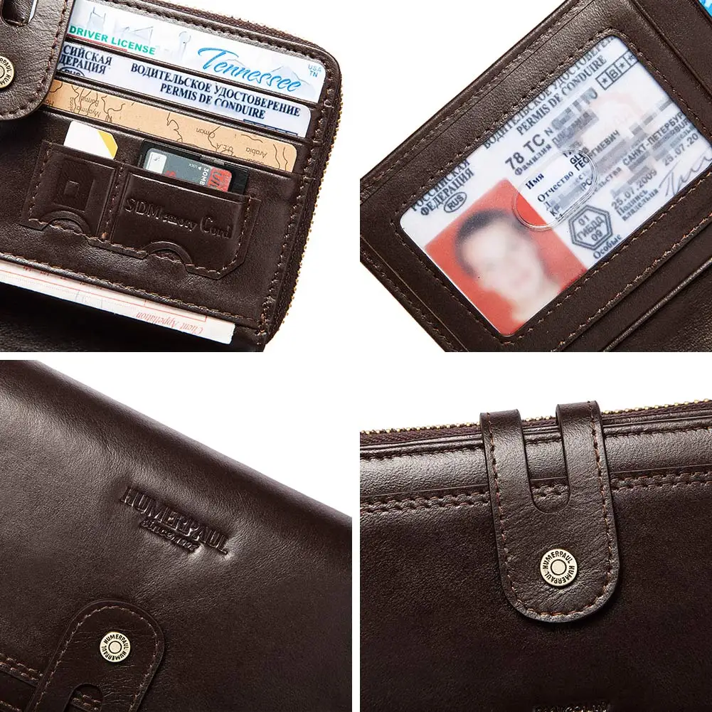 Fashion Women and Men Wallets Long Style High Quality Card Holder Male Purse Zipper Large Capacity Brand Genuine Leather Wallet | Багаж и