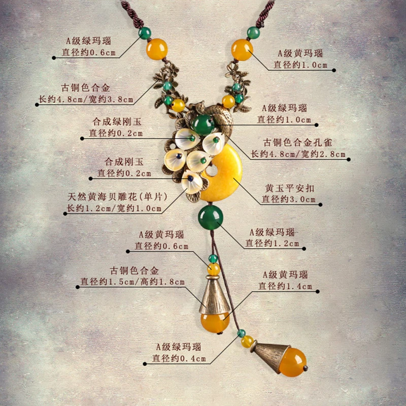 

Ethnic Yellow Beads Long Necklace Female 2020 Fashion Jewelry Women Peacock Necklaces Bijoux Femme Ladies Party Necklace