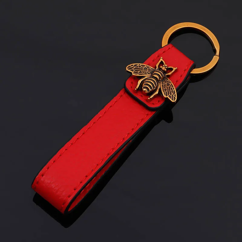 Red Bee MDNEN лиса пчела кожаный металлический Роскошный брелок Авто талия черные красные кожаные брелоки брелок автомобильный брелок - Цвет: Red Bee